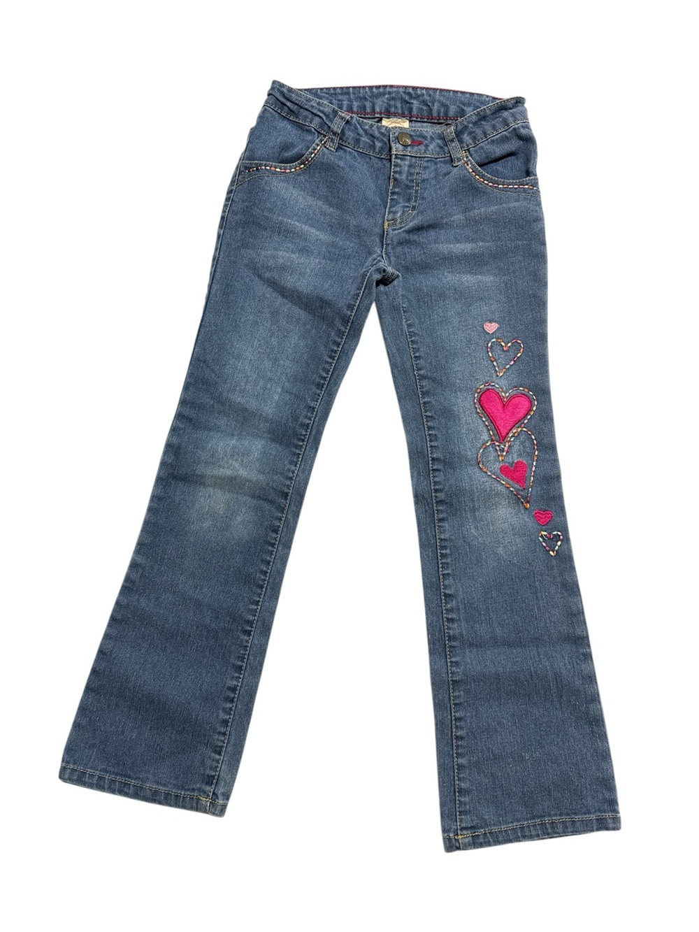 Faded‎ Glory Girls Heart Embroidered Bootcut Jeans Denim Size 7